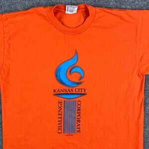Bayside T-Shirt Mens Size L Orange Kansas City Corporate Challenge Heavyweight